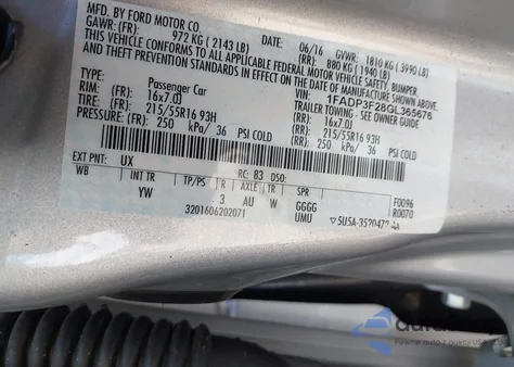 2016 Ford Focus Se из США, поврежденный, VIN 1FADP3F28GL365676